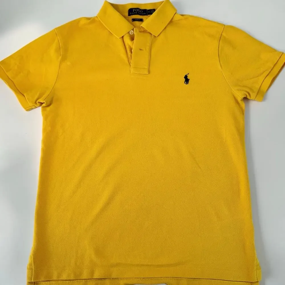 Polo Ralph Lauren Slim Fit Polo Shirt Men’s Medium Yellow Pony Logo Cotton